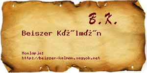 Beiszer Kálmán névjegykártya